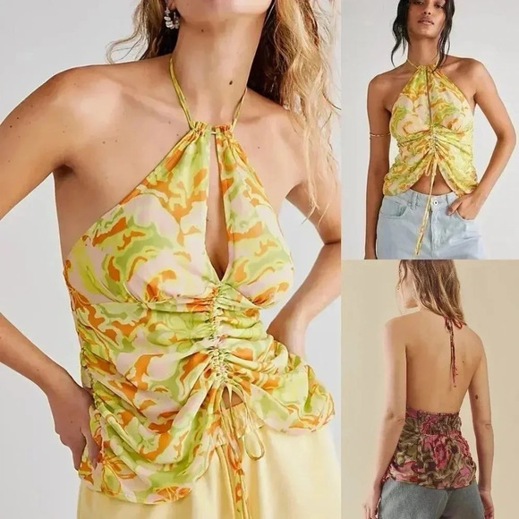Free People Tops - Free People Kyle Printed Top in Citrus Size Large NWOT $98